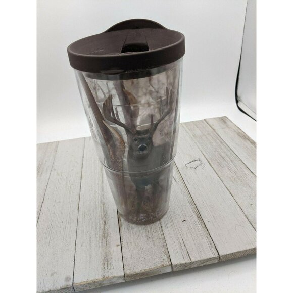 Tervis  24 oz Deer Trio  Tumbler  Clear Brown Lid - Picture 3 of 6